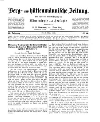 Berg- und hüttenmännische Zeitung Montag 5. März 1860