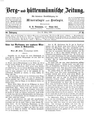 Berg- und hüttenmännische Zeitung Montag 12. März 1860