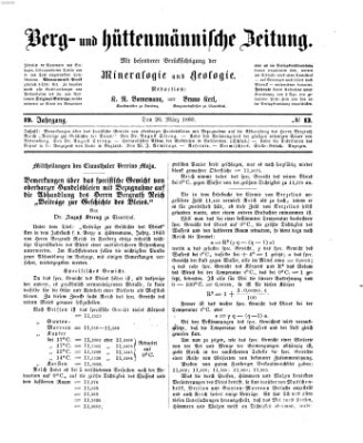 Berg- und hüttenmännische Zeitung Montag 26. März 1860