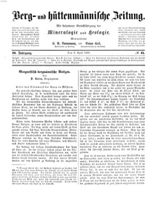 Berg- und hüttenmännische Zeitung Montag 9. April 1860