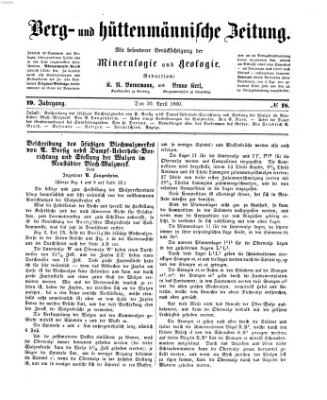 Berg- und hüttenmännische Zeitung Montag 30. April 1860