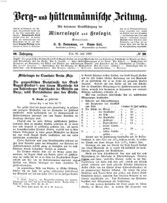 Berg- und hüttenmännische Zeitung Montag 16. Juli 1860