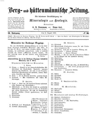 Berg- und hüttenmännische Zeitung Montag 6. August 1860