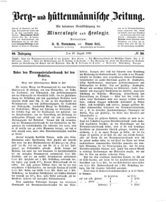 Berg- und hüttenmännische Zeitung Montag 20. August 1860