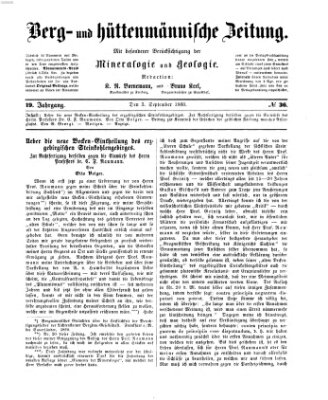 Berg- und hüttenmännische Zeitung Montag 3. September 1860