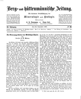 Berg- und hüttenmännische Zeitung Montag 24. September 1860