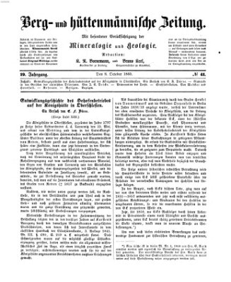 Berg- und hüttenmännische Zeitung Montag 8. Oktober 1860