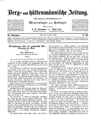 Berg- und hüttenmännische Zeitung Montag 22. Oktober 1860