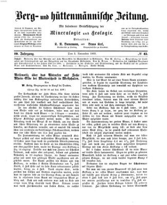 Berg- und hüttenmännische Zeitung Montag 5. November 1860