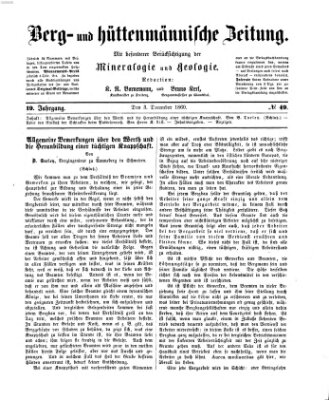 Berg- und hüttenmännische Zeitung Montag 3. Dezember 1860