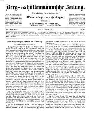 Berg- und hüttenmännische Zeitung Dienstag 8. Januar 1861