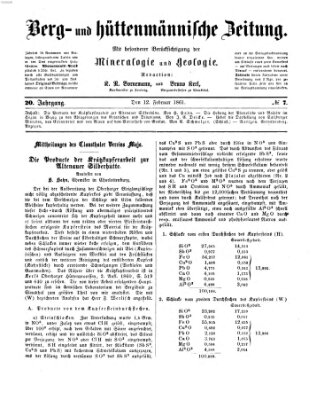 Berg- und hüttenmännische Zeitung Dienstag 12. Februar 1861