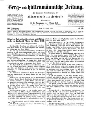 Berg- und hüttenmännische Zeitung Dienstag 23. April 1861