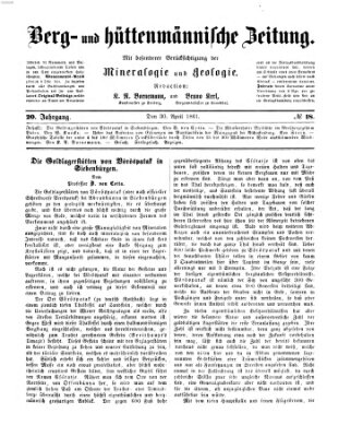 Berg- und hüttenmännische Zeitung Dienstag 30. April 1861