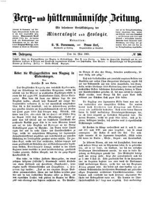 Berg- und hüttenmännische Zeitung Dienstag 14. Mai 1861