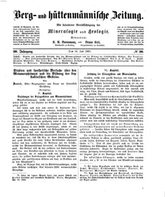 Berg- und hüttenmännische Zeitung Dienstag 16. Juli 1861