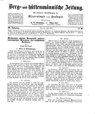 Berg- und hüttenmännische Zeitung Dienstag 30. Juli 1861