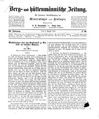 Berg- und hüttenmännische Zeitung Dienstag 6. August 1861