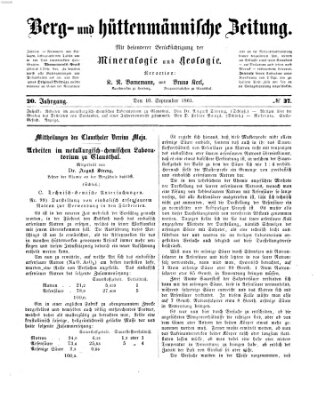 Berg- und hüttenmännische Zeitung Dienstag 10. September 1861