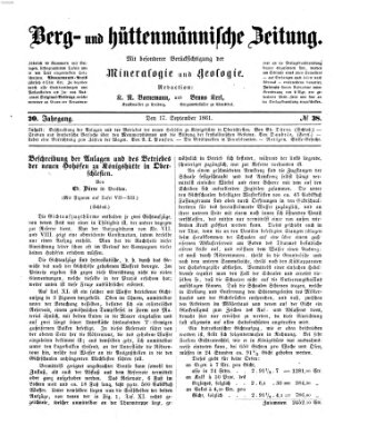 Berg- und hüttenmännische Zeitung Dienstag 17. September 1861