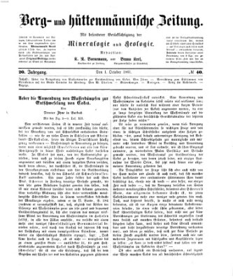 Berg- und hüttenmännische Zeitung Dienstag 1. Oktober 1861