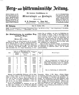 Berg- und hüttenmännische Zeitung Dienstag 15. Oktober 1861