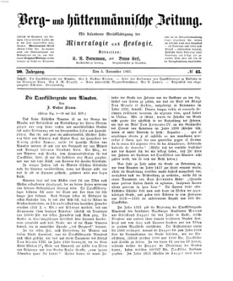 Berg- und hüttenmännische Zeitung Dienstag 5. November 1861