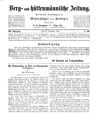 Berg- und hüttenmännische Zeitung Dienstag 26. November 1861