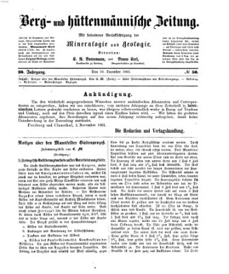 Berg- und hüttenmännische Zeitung Dienstag 10. Dezember 1861