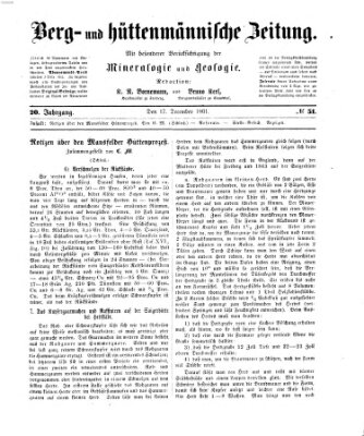 Berg- und hüttenmännische Zeitung Dienstag 17. Dezember 1861