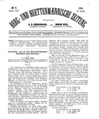 Berg- und hüttenmännische Zeitung Mittwoch 23. April 1862