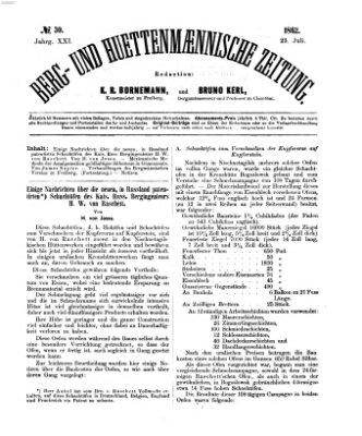 Berg- und hüttenmännische Zeitung Mittwoch 23. Juli 1862