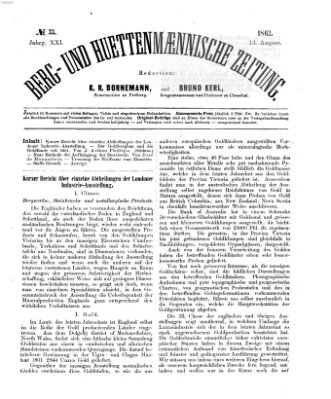 Berg- und hüttenmännische Zeitung Mittwoch 13. August 1862