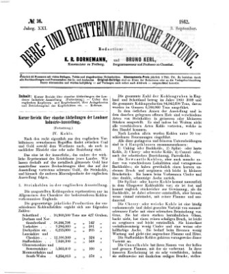 Berg- und hüttenmännische Zeitung Mittwoch 3. September 1862