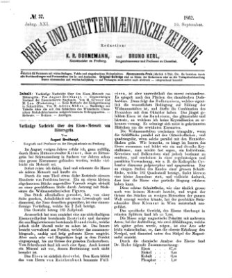 Berg- und hüttenmännische Zeitung Mittwoch 10. September 1862