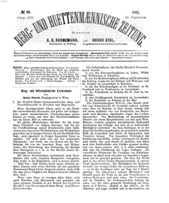 Berg- und hüttenmännische Zeitung Mittwoch 24. September 1862