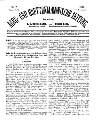 Berg- und hüttenmännische Zeitung Mittwoch 3. Dezember 1862