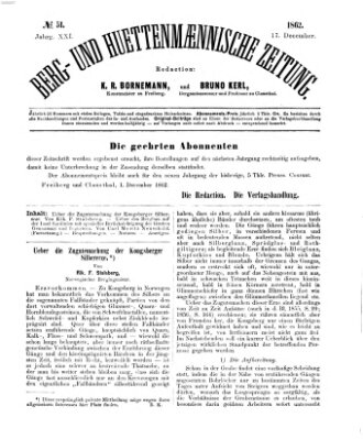 Berg- und hüttenmännische Zeitung Mittwoch 17. Dezember 1862