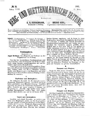 Berg- und hüttenmännische Zeitung Mittwoch 25. März 1863