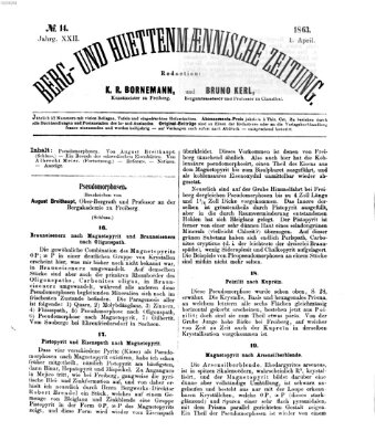 Berg- und hüttenmännische Zeitung Mittwoch 1. April 1863