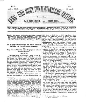 Berg- und hüttenmännische Zeitung Mittwoch 29. April 1863