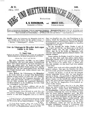 Berg- und hüttenmännische Zeitung Mittwoch 5. August 1863