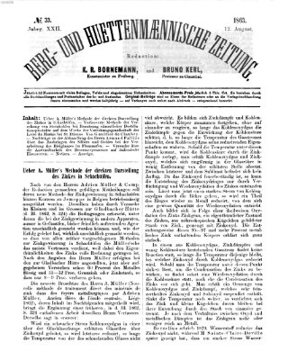 Berg- und hüttenmännische Zeitung Mittwoch 12. August 1863