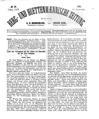 Berg- und hüttenmännische Zeitung Mittwoch 30. September 1863