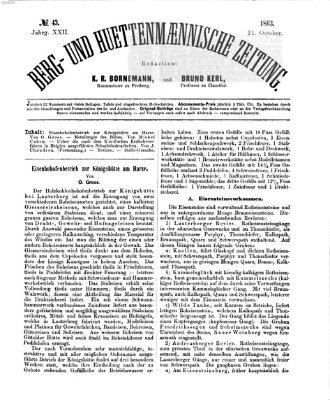 Berg- und hüttenmännische Zeitung Mittwoch 21. Oktober 1863