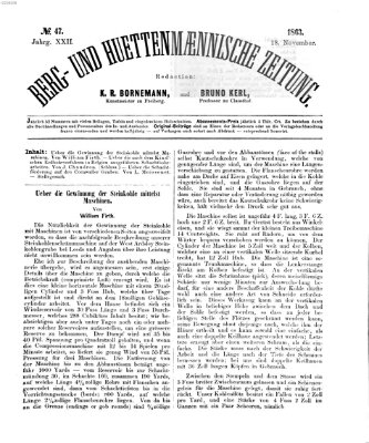 Berg- und hüttenmännische Zeitung Mittwoch 18. November 1863