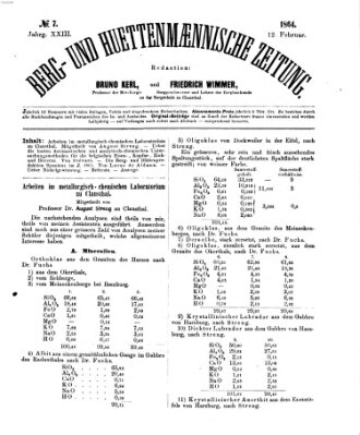 Berg- und hüttenmännische Zeitung Freitag 12. Februar 1864