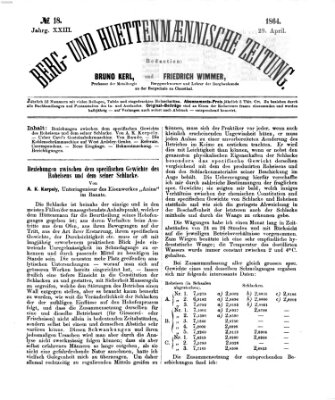 Berg- und hüttenmännische Zeitung Freitag 29. April 1864