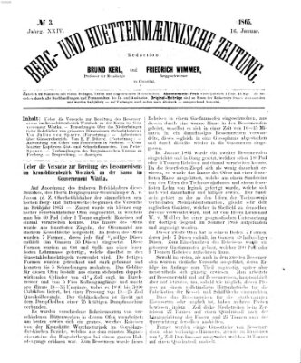 Berg- und hüttenmännische Zeitung Montag 16. Januar 1865