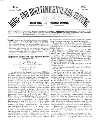 Berg- und hüttenmännische Zeitung Montag 23. Januar 1865